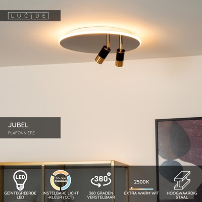 Lucide JUBEL - Plafonnière - Ø 40 cm - LED - CCT - 2500K/3000K - Zwart chroom